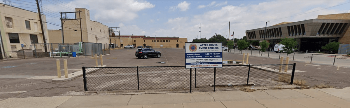 Surface parking lot on East Texas Avenue near the festival grounds
